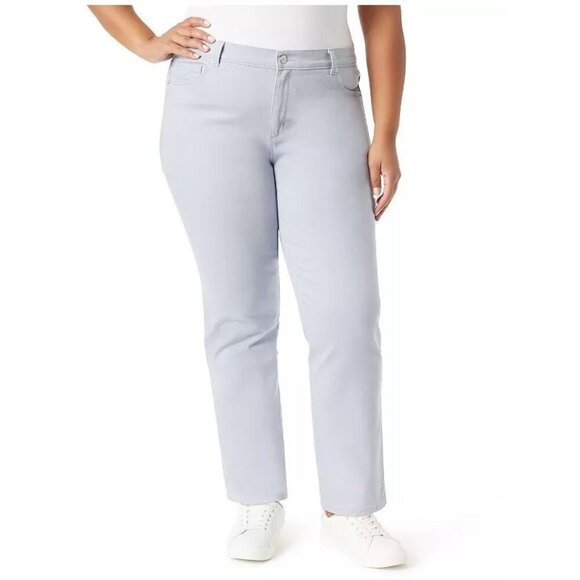 Gloria Vanderbilt Pale Blue Amanda High Rise Straight Leg Jeans Plus Sz 18 W New - Picture 1 of 7
